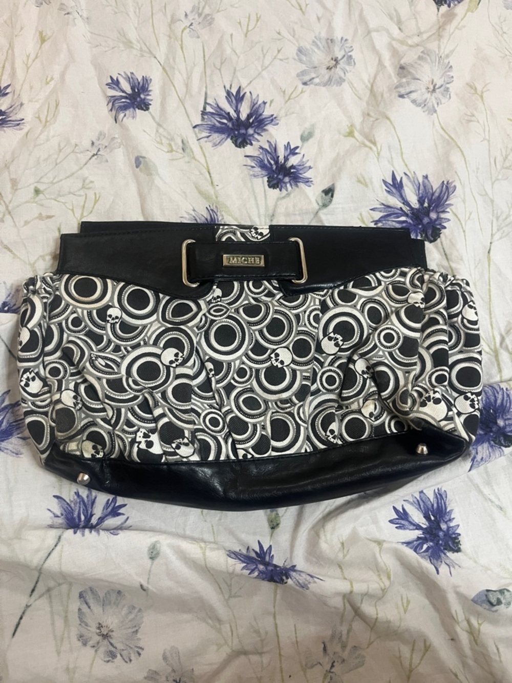 Miche Black and White Circle & Skull Print Purse Panel